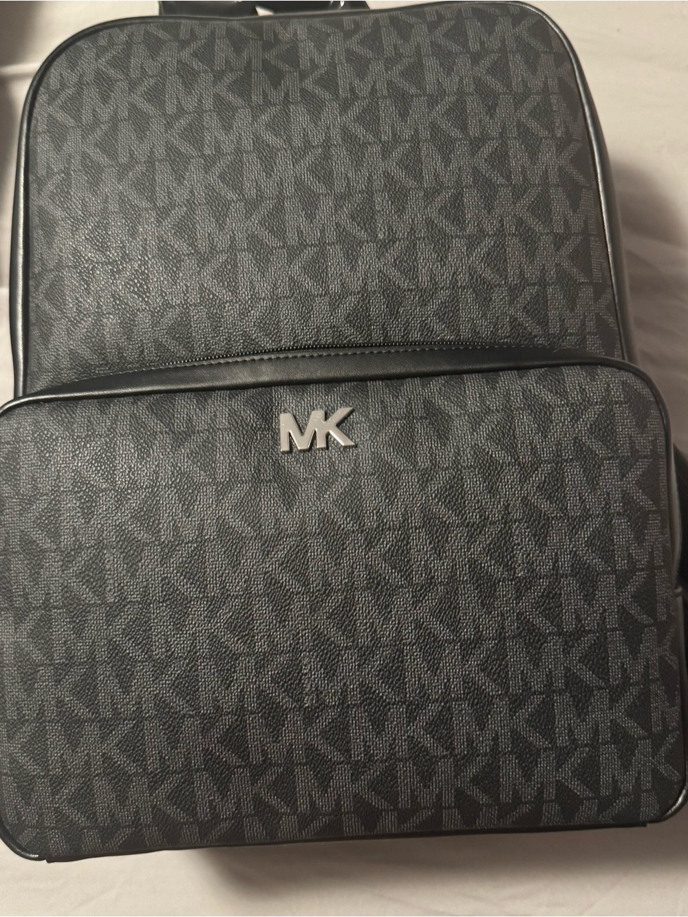 Michael Kors Backpack NWT MK Logo Black Leather Silver Hardware
